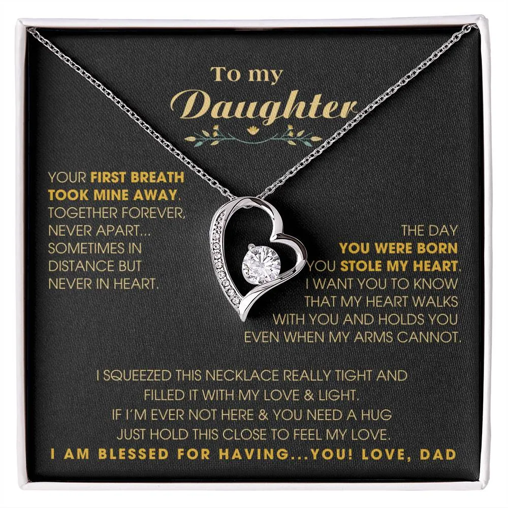 To My Daughter - Hold this necklace close to feel my love & light