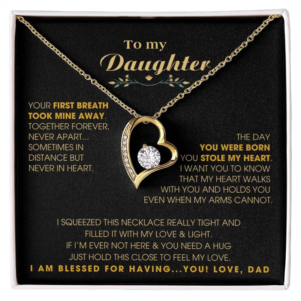 To My Daughter - Hold this necklace close to feel my love & light
