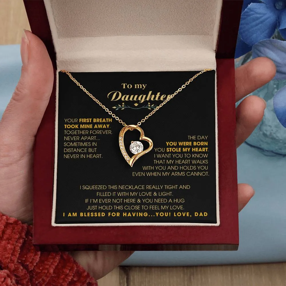 To My Daughter - Hold this necklace close to feel my love & light
