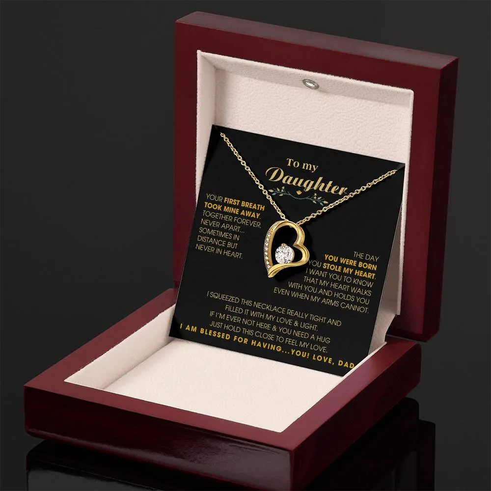 To My Daughter - Hold this necklace close to feel my love & light