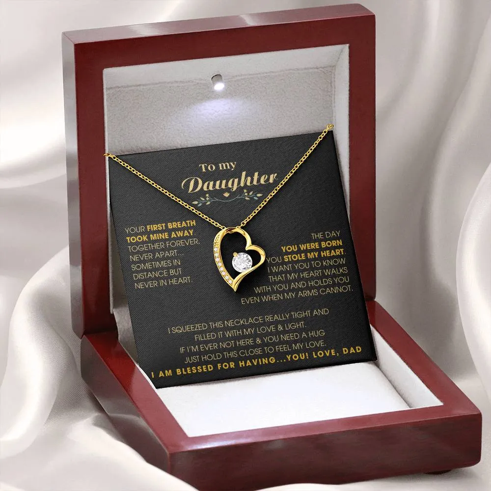 To My Daughter - Hold this necklace close to feel my love & light