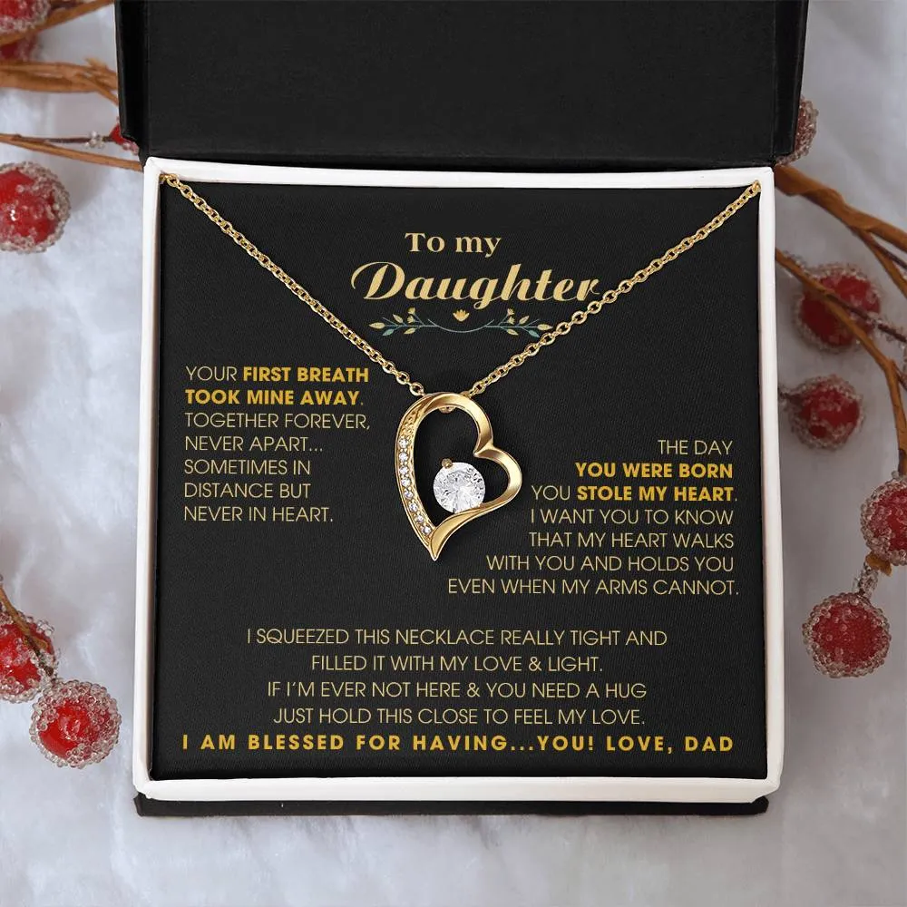 To My Daughter - Hold this necklace close to feel my love & light