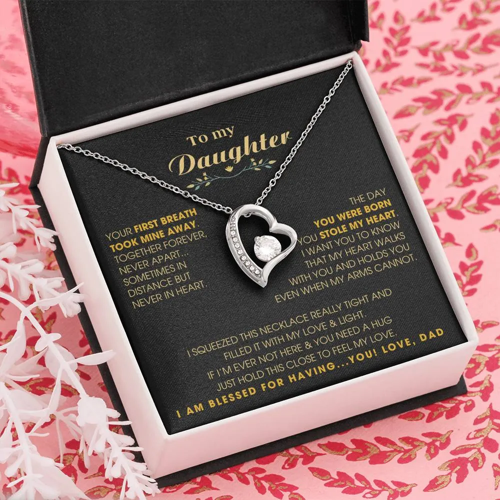 To My Daughter - Hold this necklace close to feel my love & light