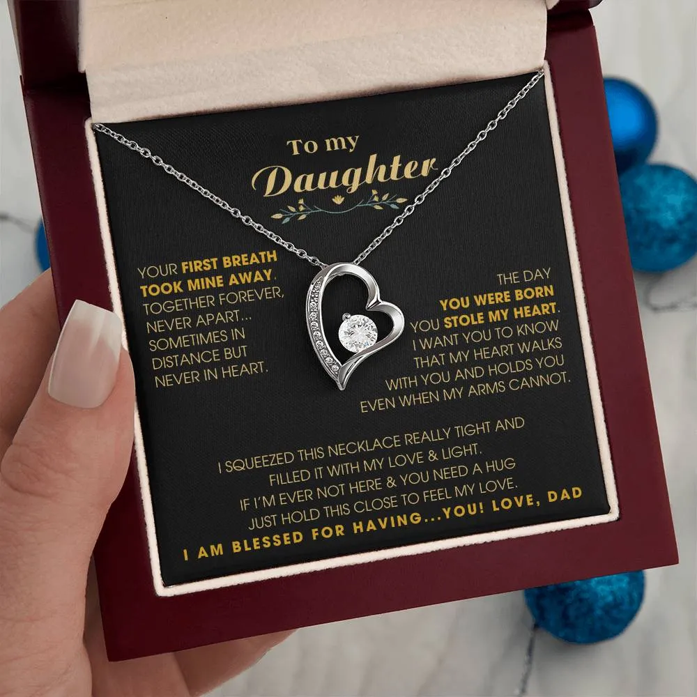 To My Daughter - Hold this necklace close to feel my love & light