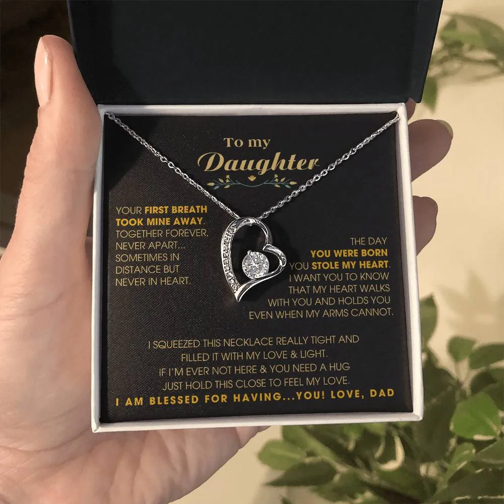 To My Daughter - Hold this necklace close to feel my love & light