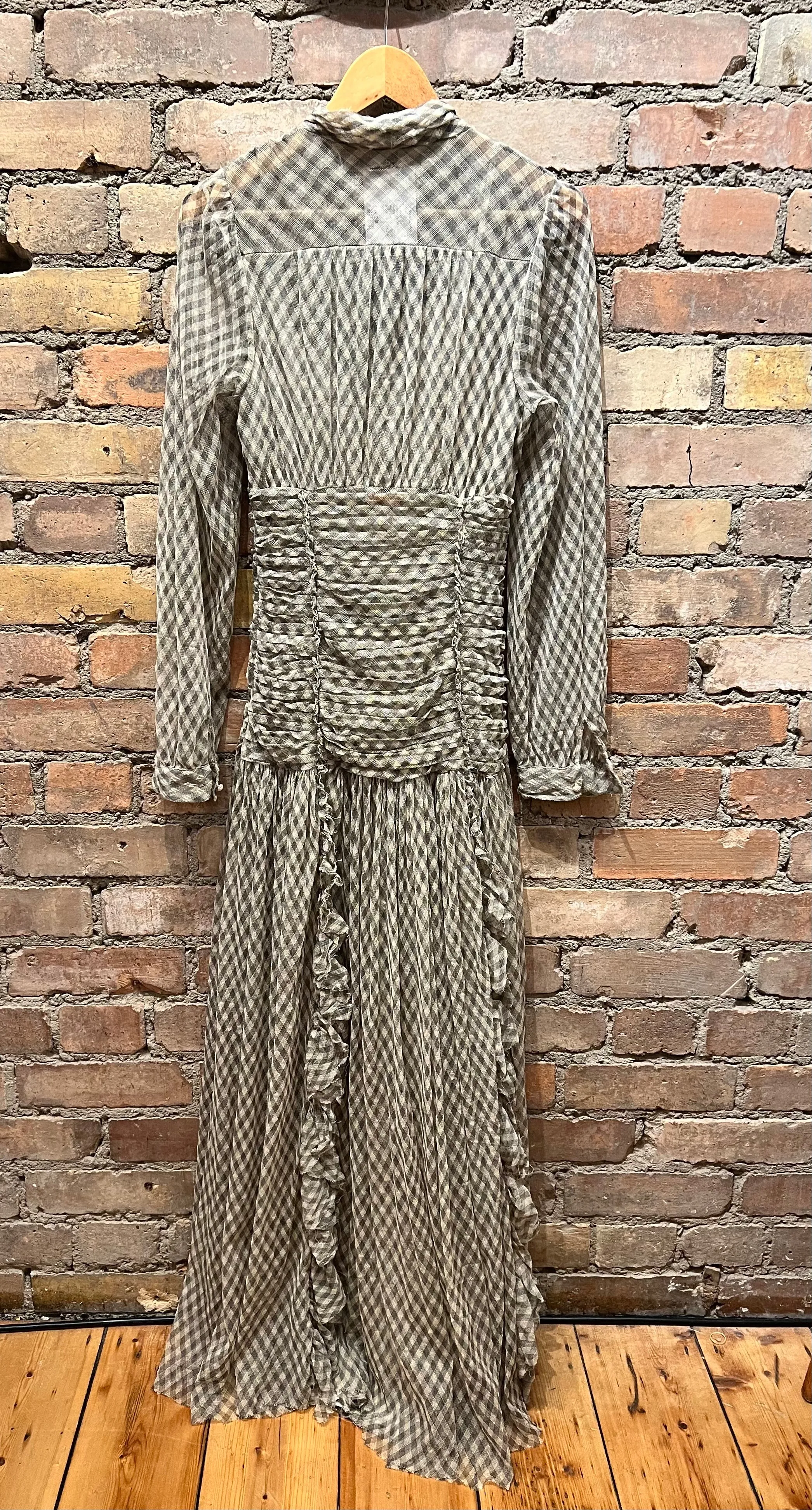 Tory Burch Beige Checked Maxi Dress with Sequin Detailing - Size S/M