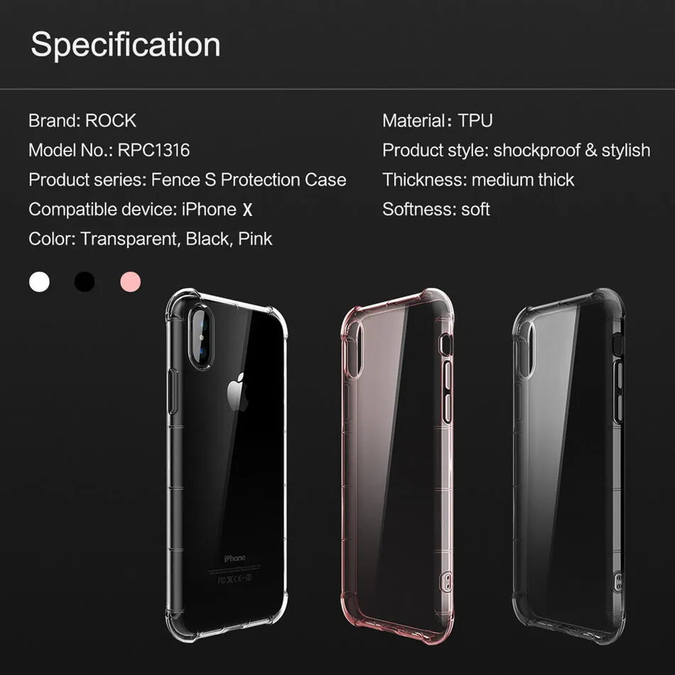 Transparent Case for iPhone X - Transparent,Transparent Black,Transparent Pink