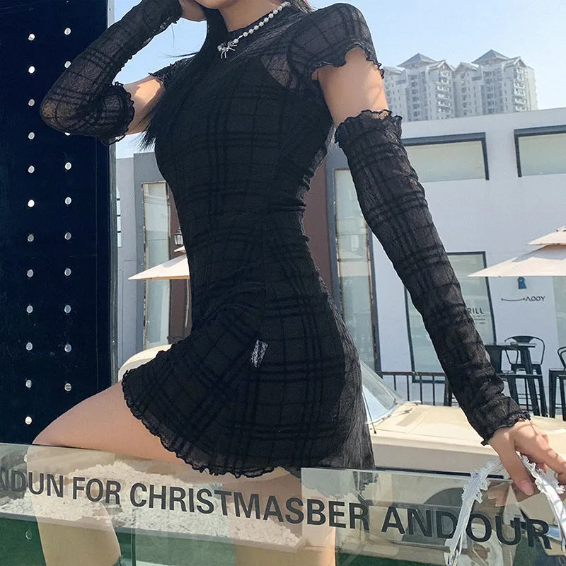 Transparent Checkered Dress