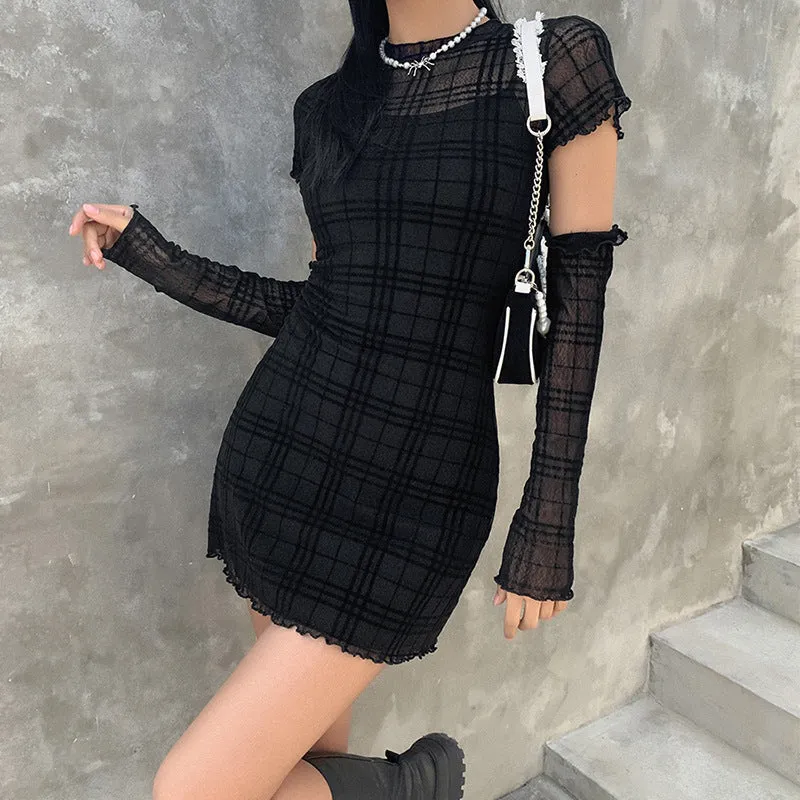 Transparent Checkered Dress