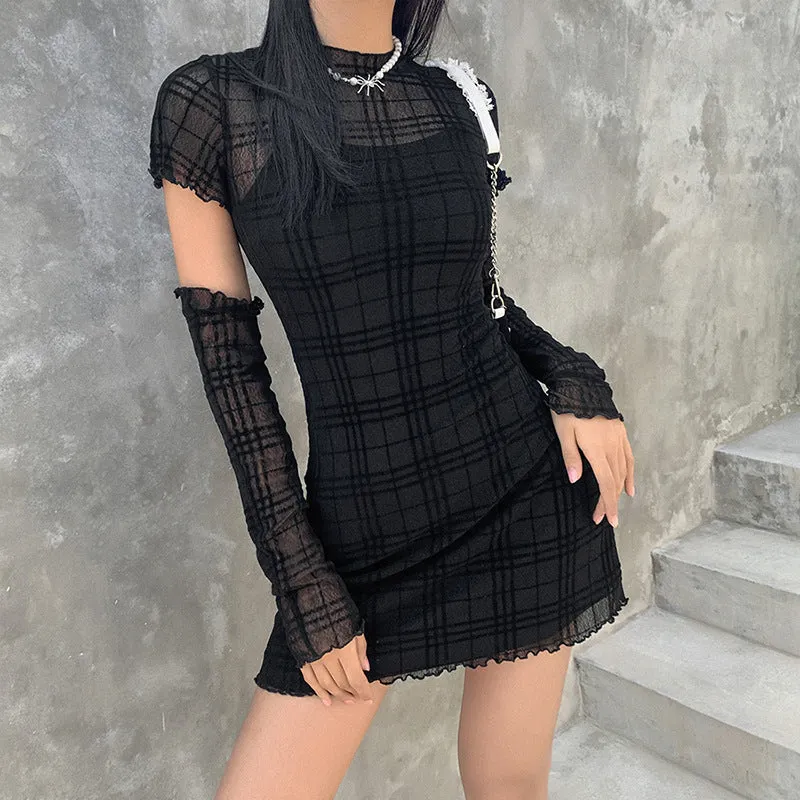 Transparent Checkered Dress