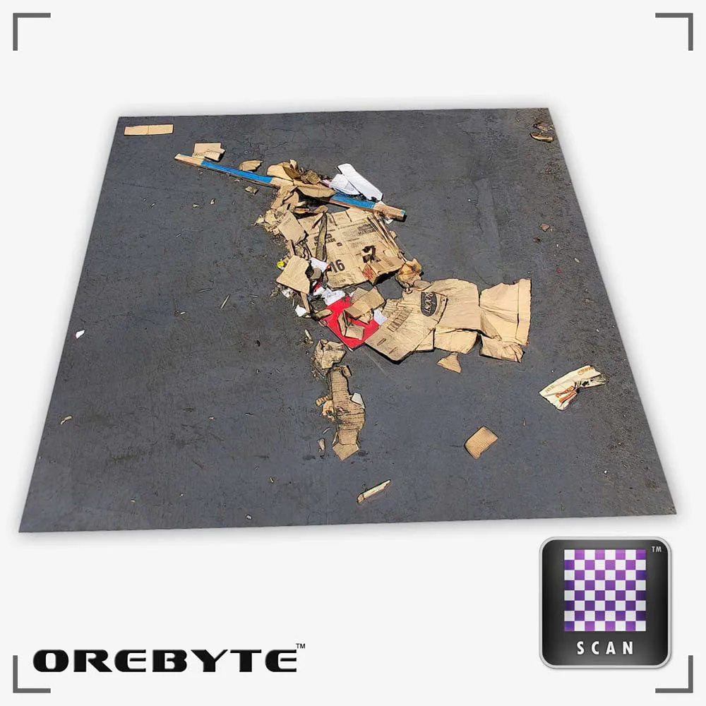 Trash Cardboard Ground 01