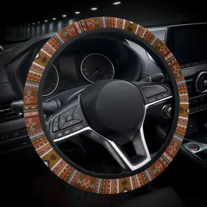 Tribal Brown Rust Stripes Car Steering Wheel Cover