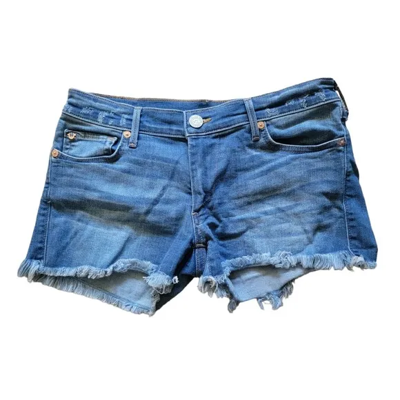 TRUE RELIGION KEIRA LOW RISE CUTOFF FRAYED HEM DISTRESSED SHORT SIZE 28