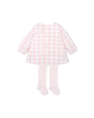 TUTTO PICCOLO| Pink Checked Dress With Tights