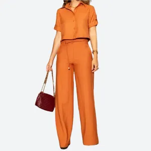 Two-Piece Button-Up Wide-Leg Loungewear Sets