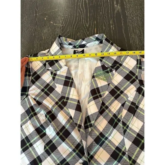 Unique Vintage Beetle Juice Blazer 4X Black/White Plaid Plus Size Women's Jacket