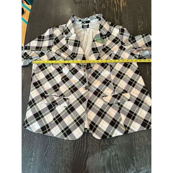 Unique Vintage Beetle Juice Blazer 4X Black/White Plaid Plus Size Women's Jacket