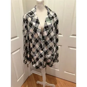 Unique Vintage Beetle Juice Blazer 4X Black/White Plaid Plus Size Women's Jacket