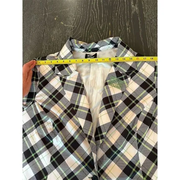 Unique Vintage Beetle Juice Blazer 4X Black/White Plaid Plus Size Women's Jacket