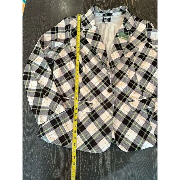 Unique Vintage Beetle Juice Blazer 4X Black/White Plaid Plus Size Women's Jacket