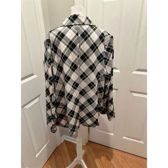 Unique Vintage Beetle Juice Blazer 4X Black/White Plaid Plus Size Women's Jacket