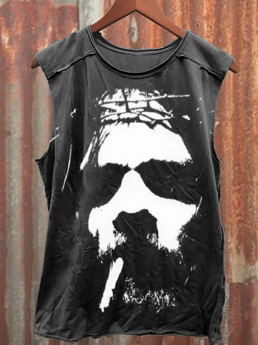 Unisex Vintage Jesus Printed Casual Tank Top