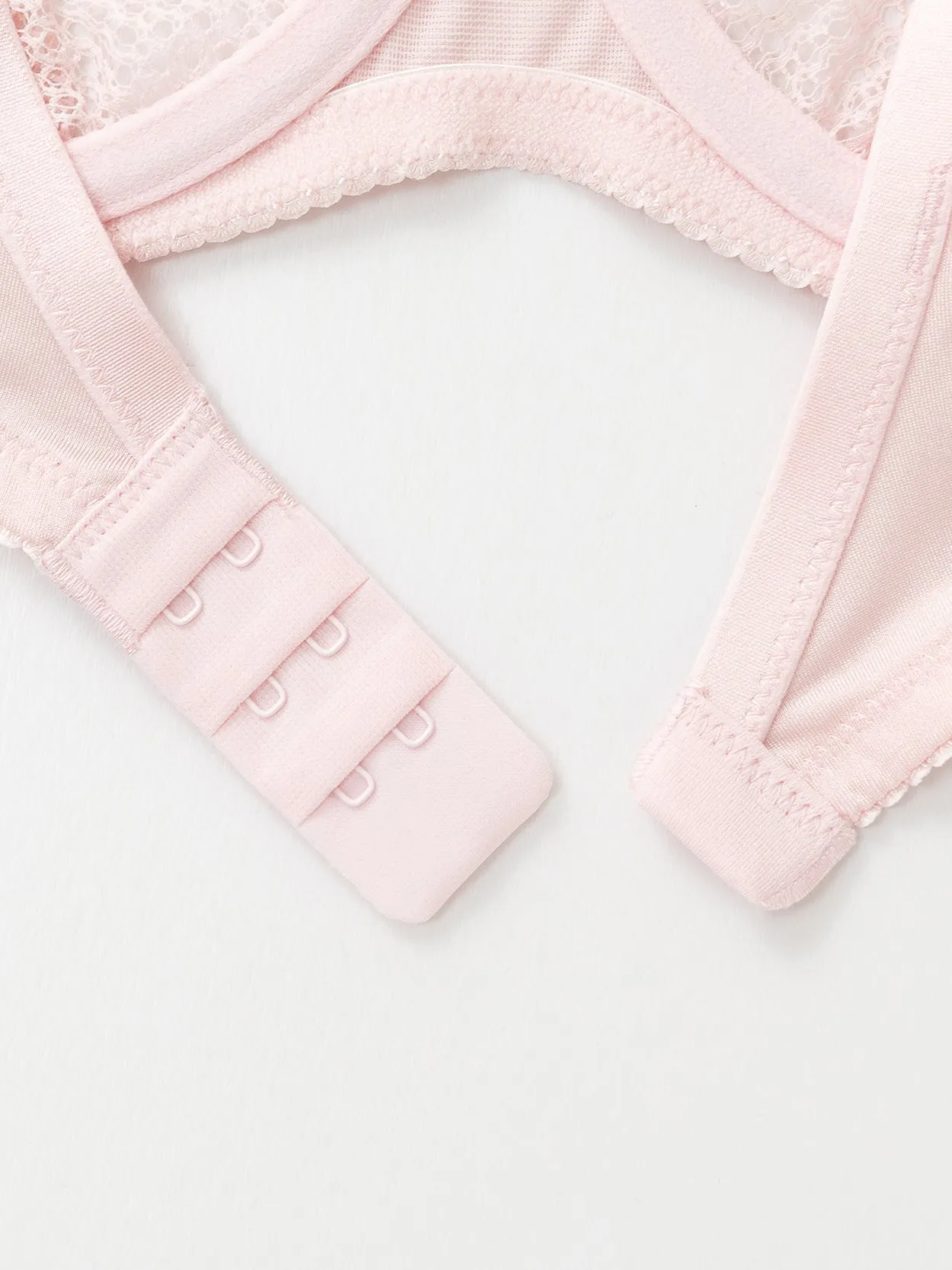 Unlined See Through 1/2 Cup Mesh Demi Shelf Underwired Bra Light Pink