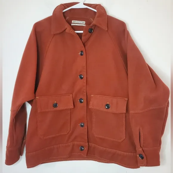 Urban Outfitters Oversized Fleece Shacket Size Small Rust Large Pockets