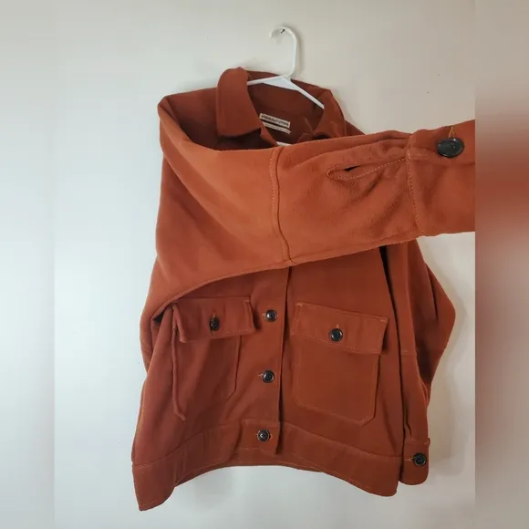 Urban Outfitters Oversized Fleece Shacket Size Small Rust Large Pockets
