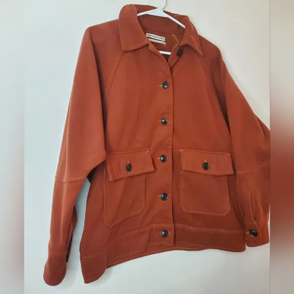 Urban Outfitters Oversized Fleece Shacket Size Small Rust Large Pockets