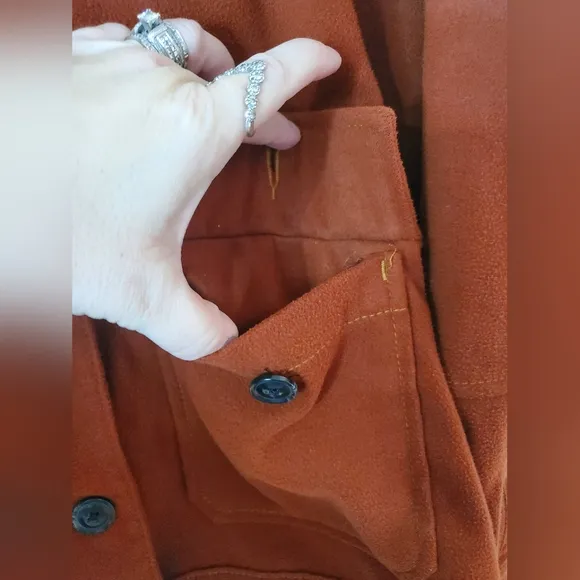 Urban Outfitters Oversized Fleece Shacket Size Small Rust Large Pockets