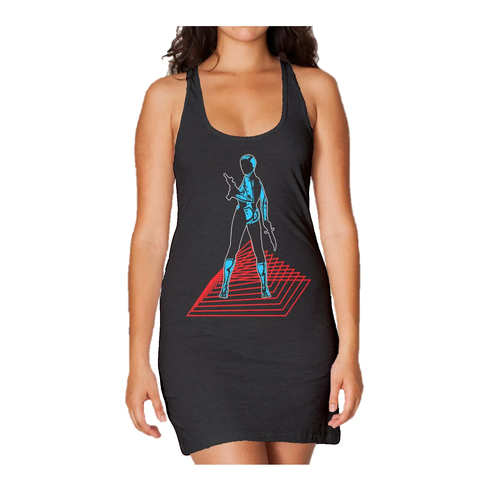 US Brand X Future Retro Cleo Pose Official Women's Tank Dress (Black)