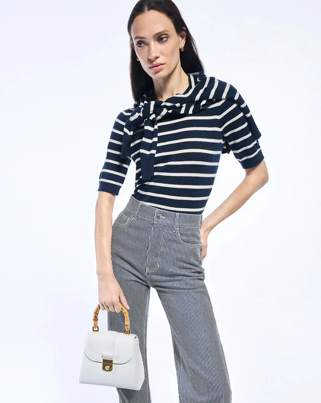 VERONICA BEARD Crosbie Striped Wide-Leg Jeans
