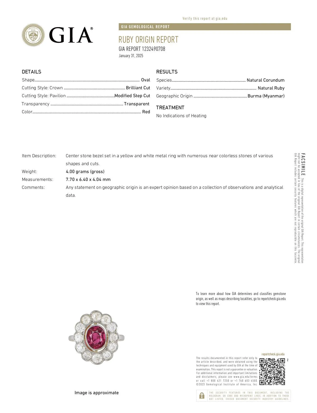 Victorian GIA 1.60 carat Burma no heat ruby diamond cluster ring