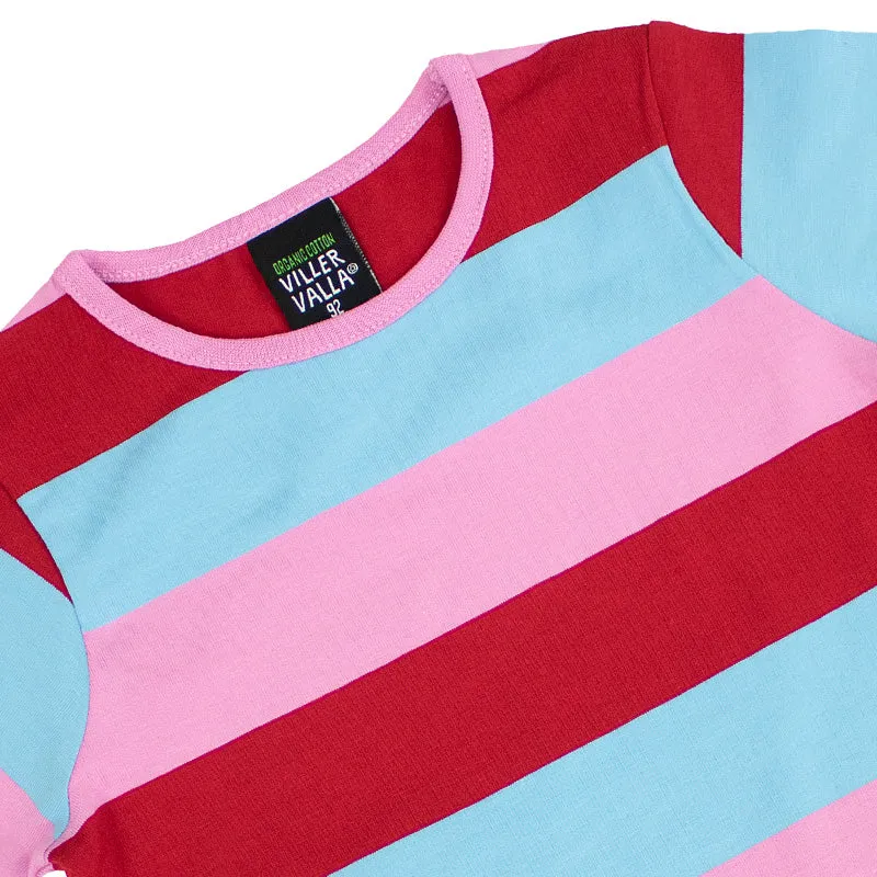 Villervalla Kids Multi-Stripe T-Shirt - Berry Red