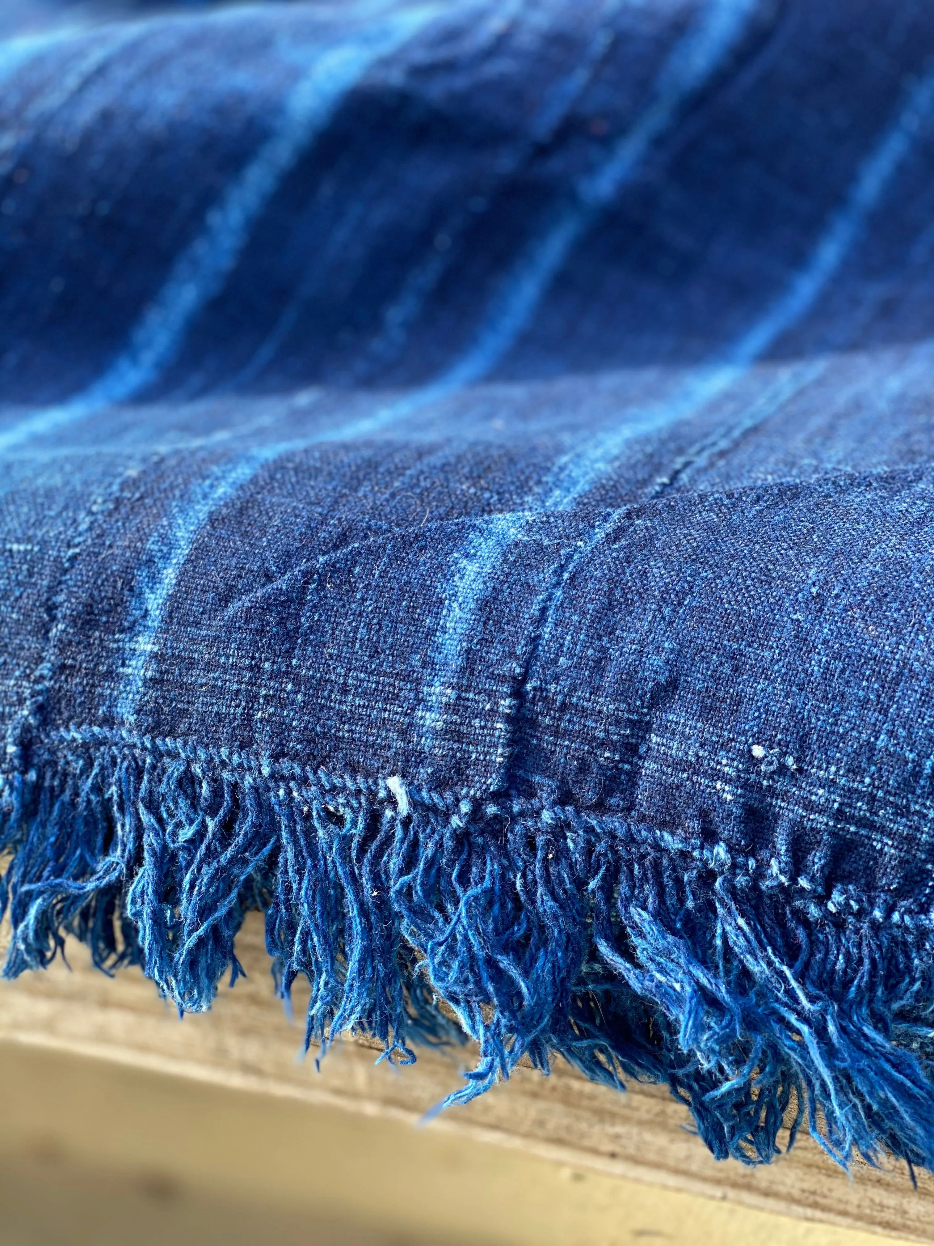 Vintage African Indigo Denim Shibori Mossi Mudcloth Throw | No. 52