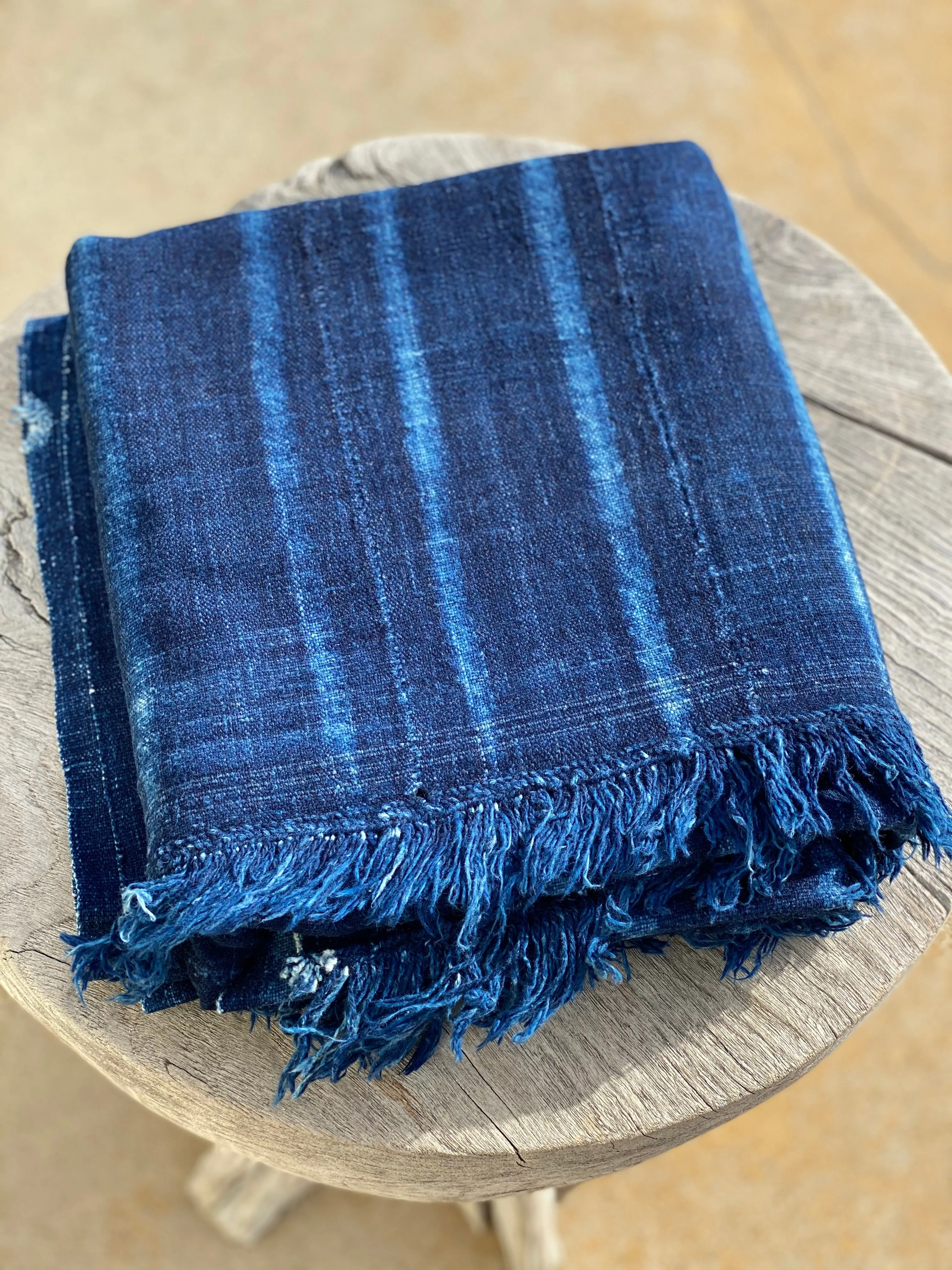 Vintage African Indigo Denim Shibori Mossi Mudcloth Throw | No. 52