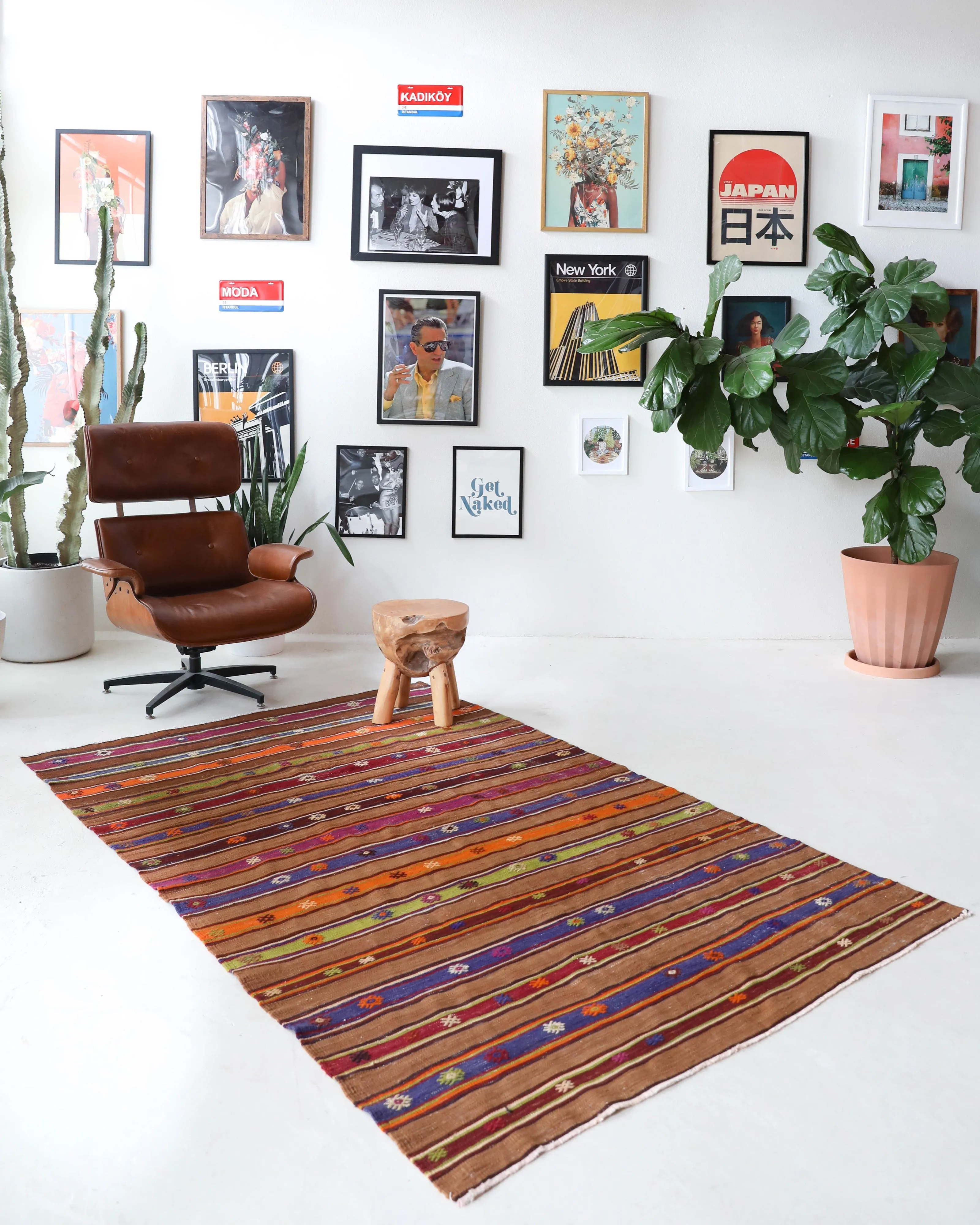 Vintage Fethiye Kilim Rug 5'x8'