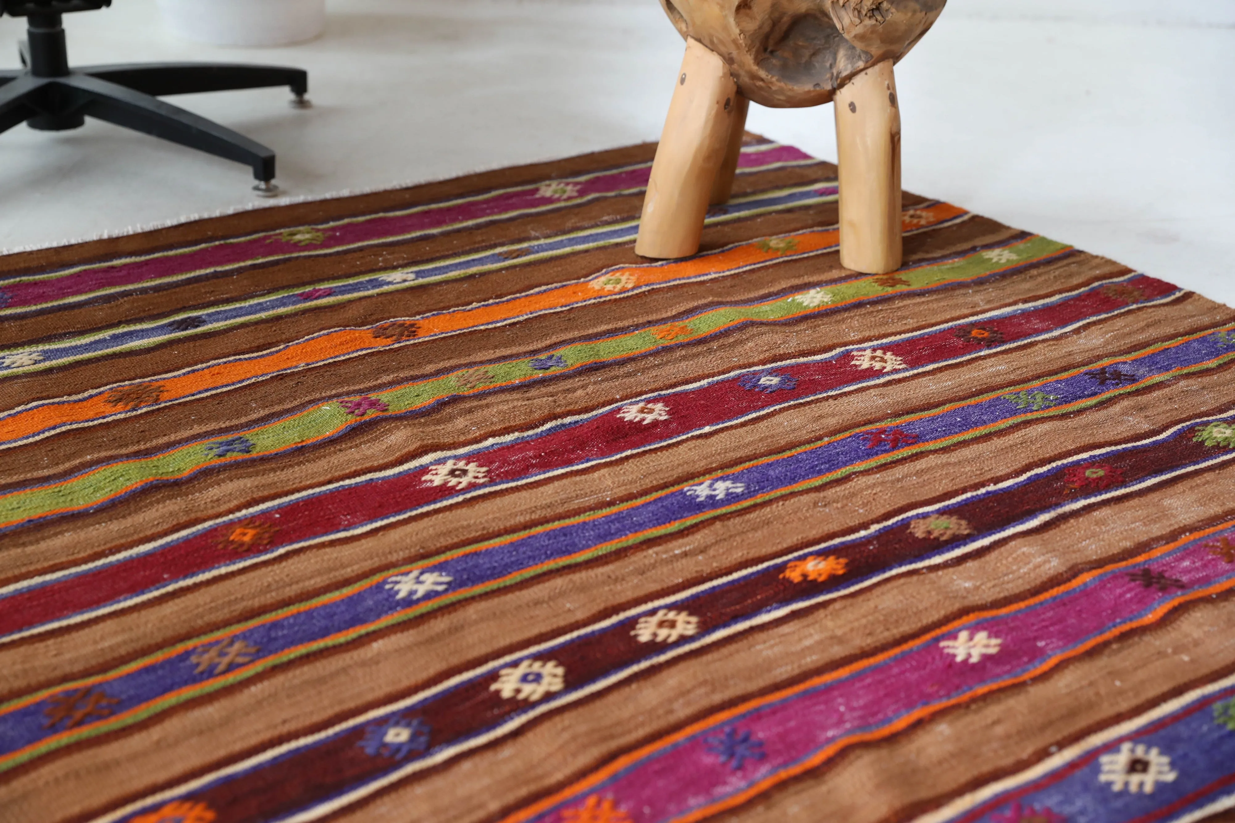 Vintage Fethiye Kilim Rug 5'x8'