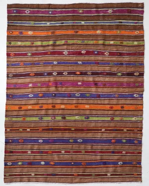 Vintage Fethiye Kilim Rug 5'x8'