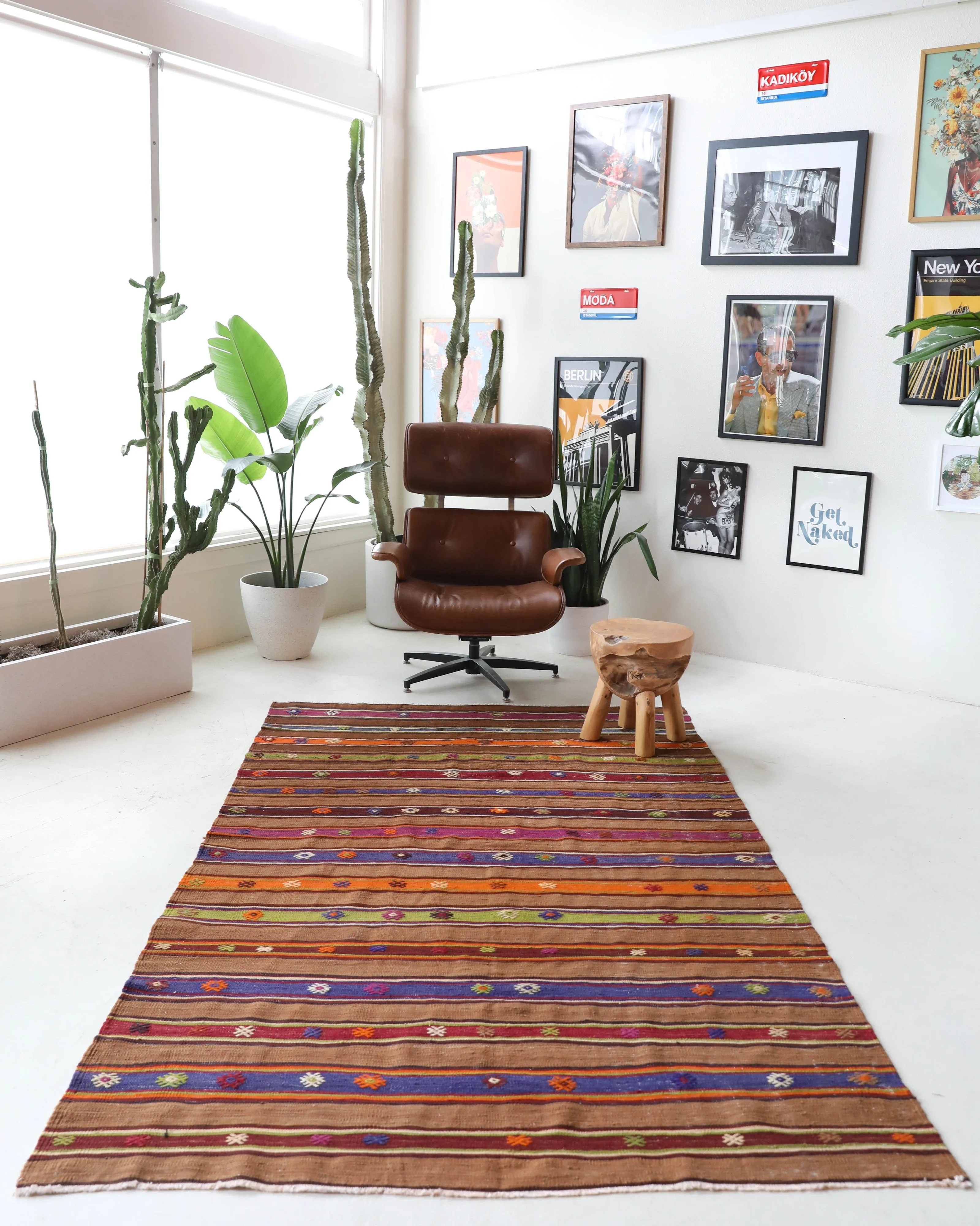 Vintage Fethiye Kilim Rug 5'x8'