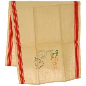 Vintage Kitchen Linen Dish Towel Never Used 1940s Embroidered