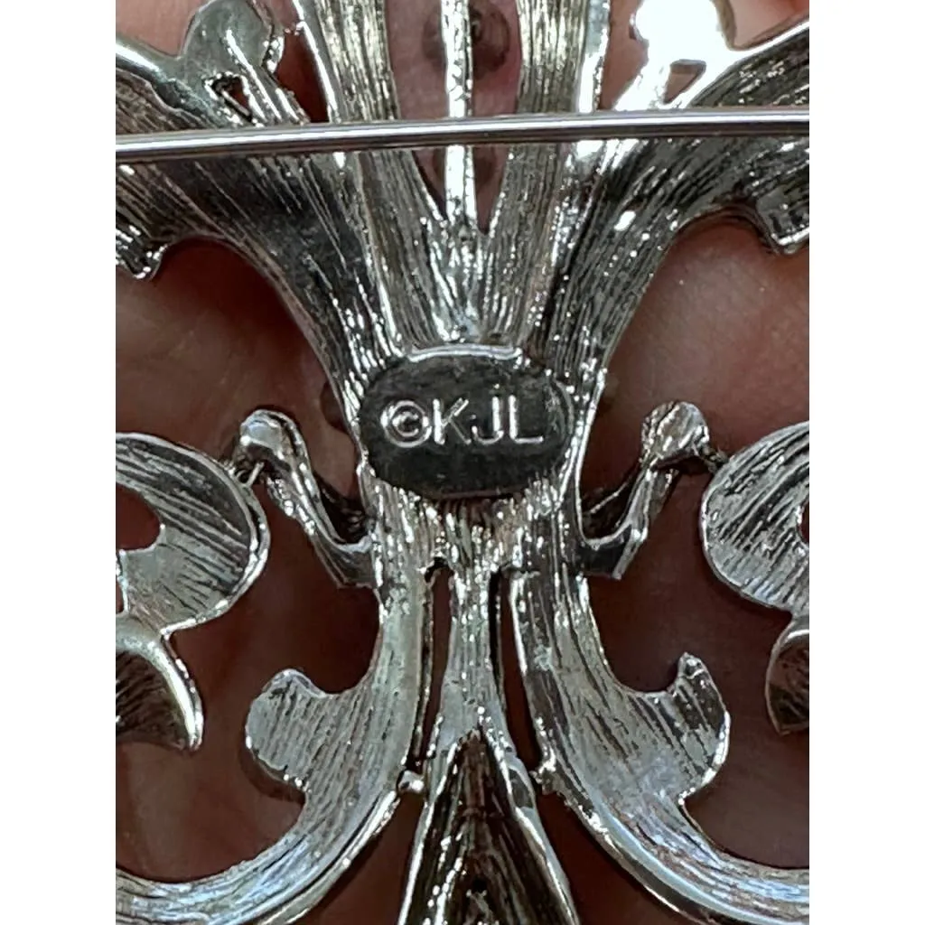 Vintage KJL Kenneth J. Lane Brooch Fleur de Lis With Crystals