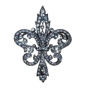Vintage KJL Kenneth J. Lane Brooch Fleur de Lis With Crystals