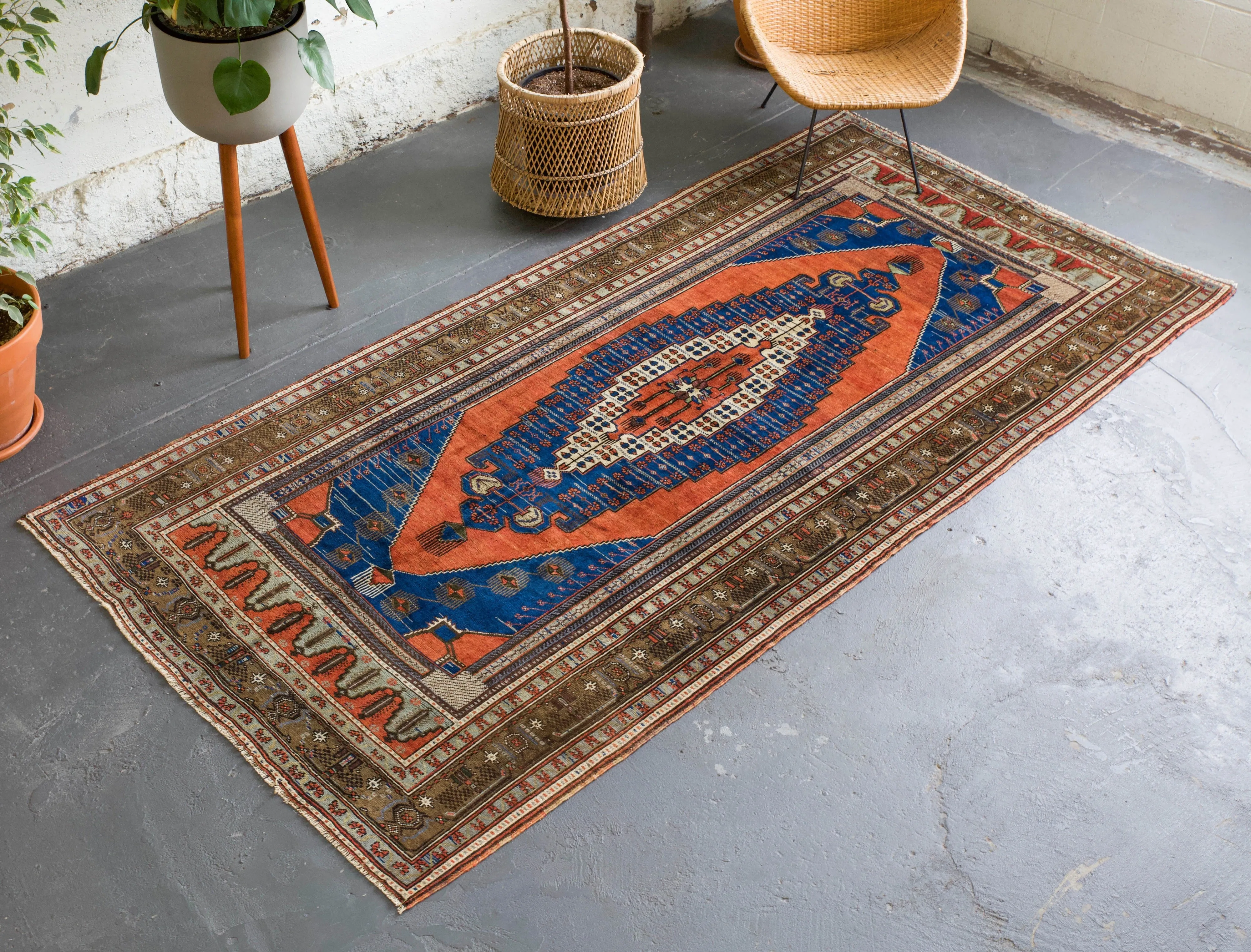 Vintage Turkish Konya Arisaman Rug