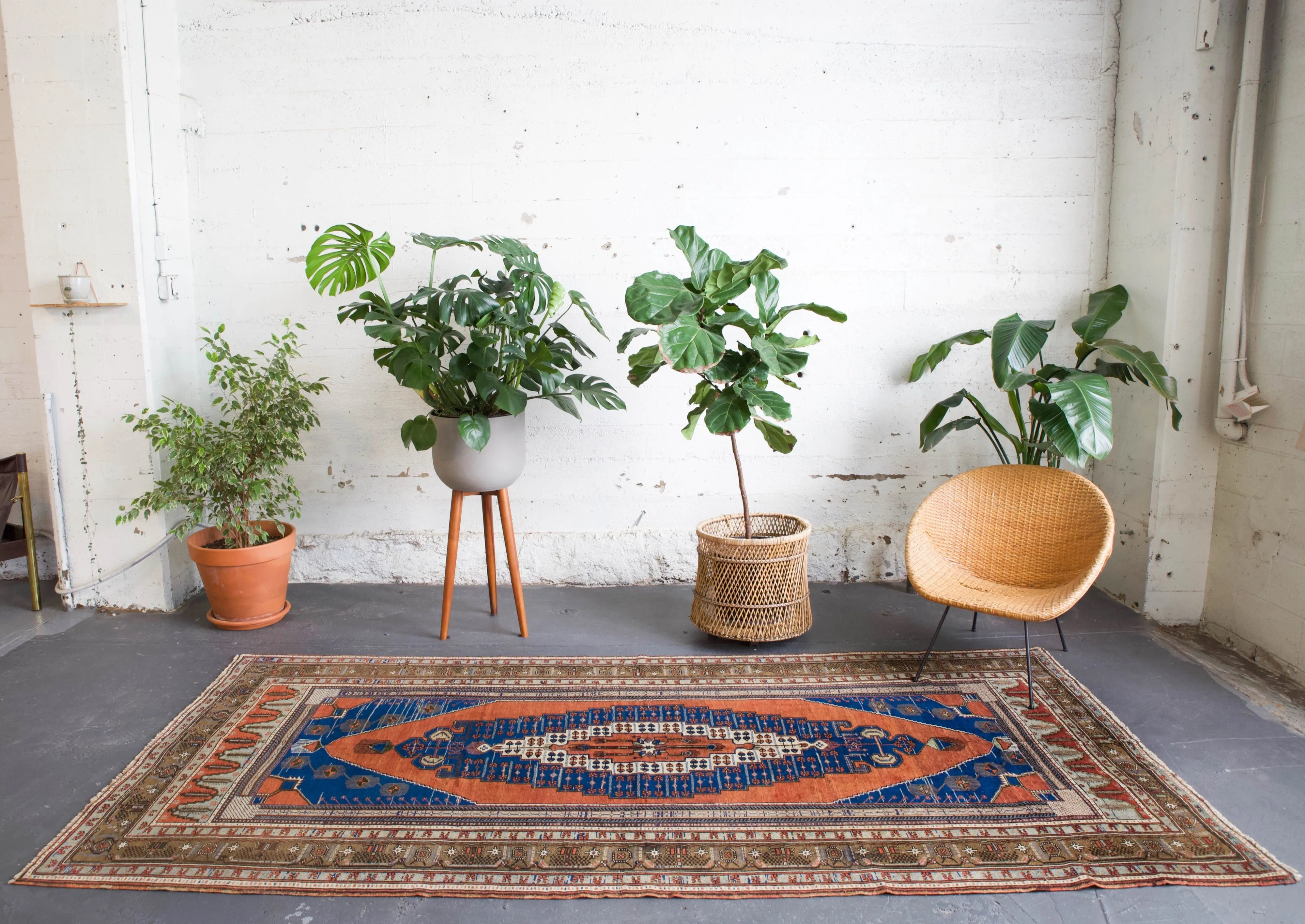 Vintage Turkish Konya Arisaman Rug