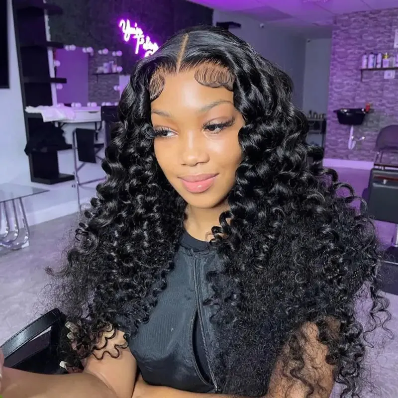 Wand Curls on Wig 13x4 Transparent HD Lace Front Curly Hair Lace Wig Luxury Customization