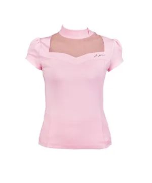 [Warehouse Sale] J.Jane Heart Neck See-through T-Shirts (Pink) - XS