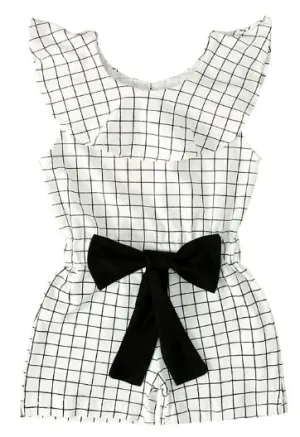 White Checked Playsuit