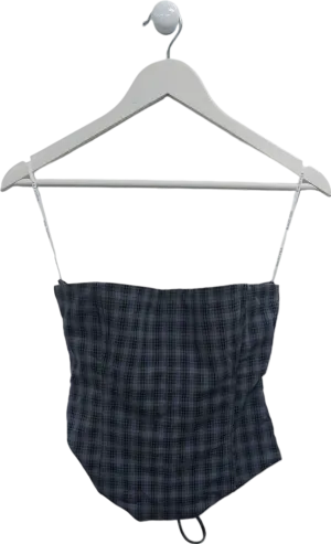 White Fox Blue Checked Bustier Top UK S